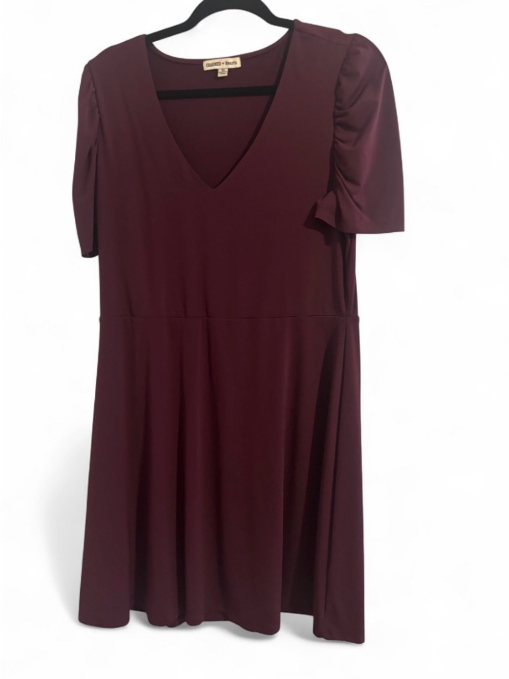 Ava & Viv Burgundy V-Neck A-Line Dress